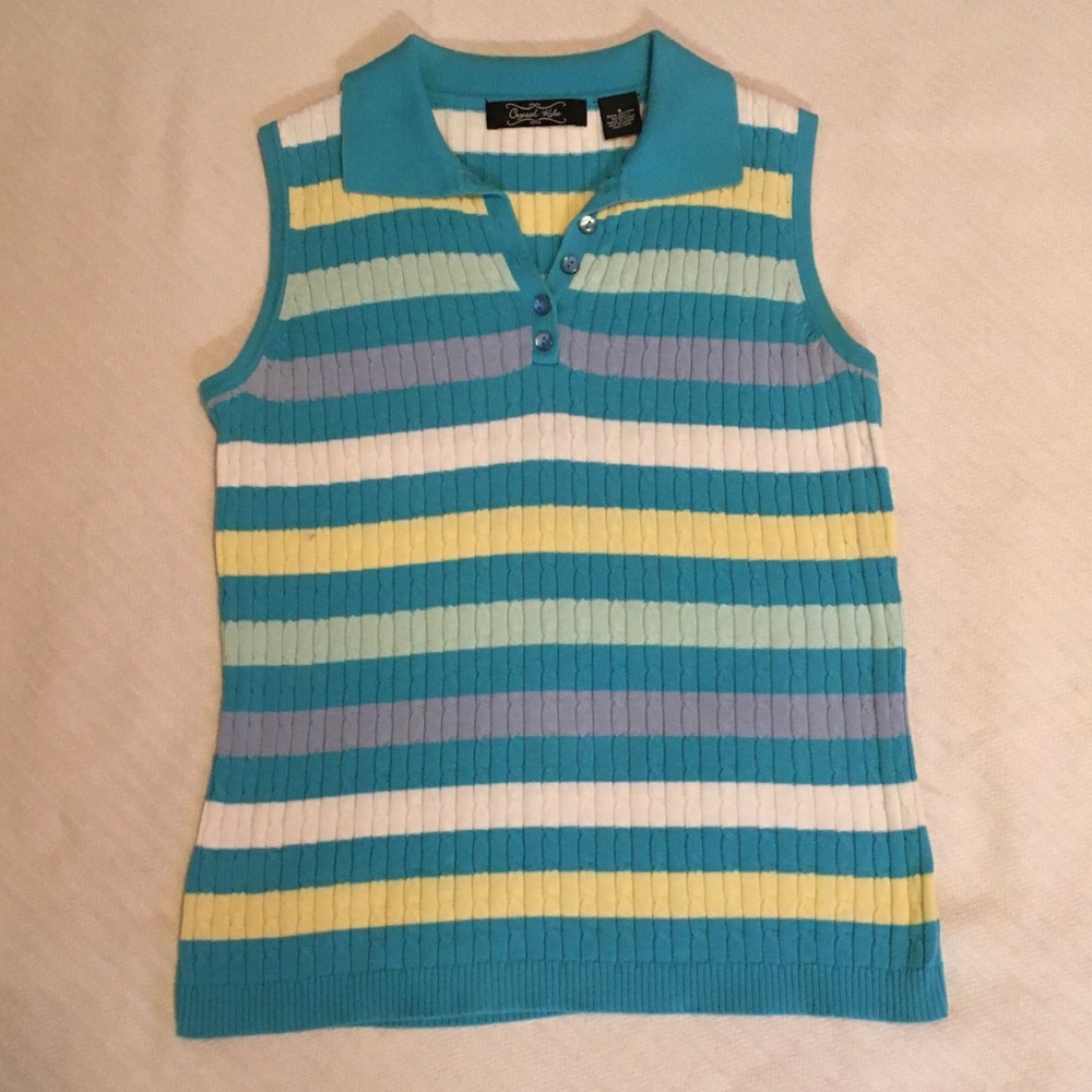 Crystal-Kobe polo collar sleeveless sweater